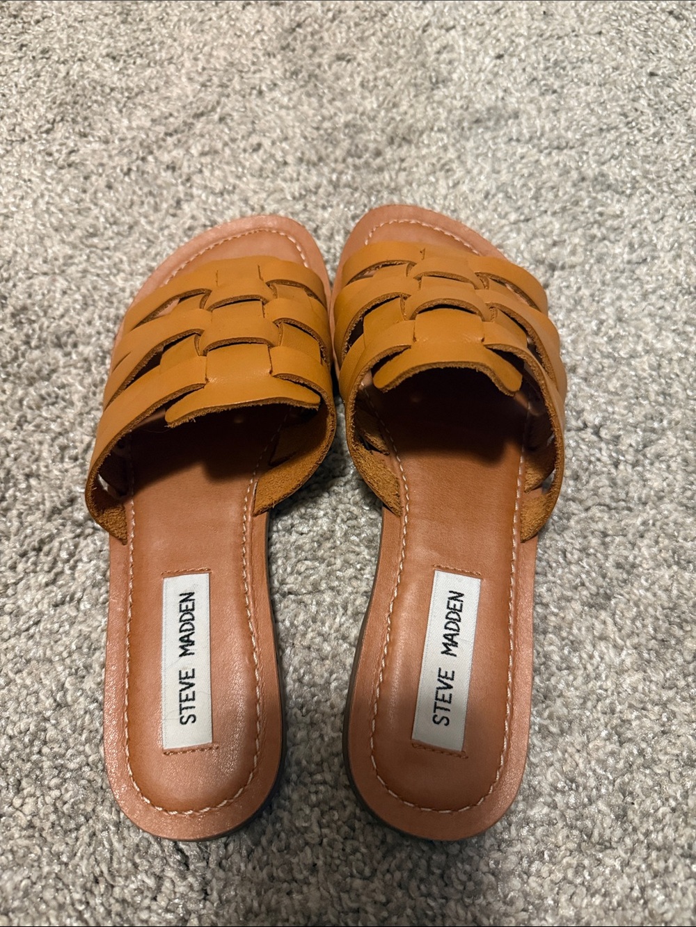 Steve Madden Cognac Braided Slide Sandals - Picture 3 of 4